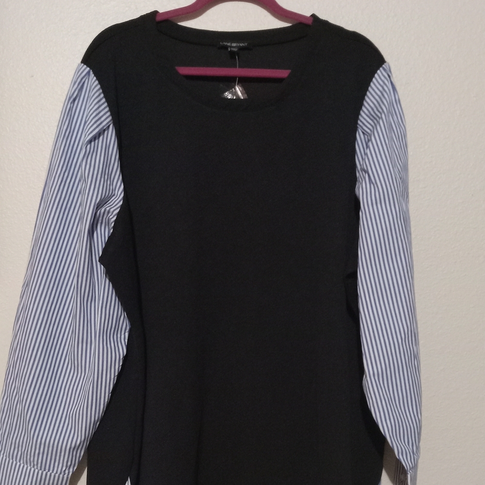 Black and White Striped Sleeve Top